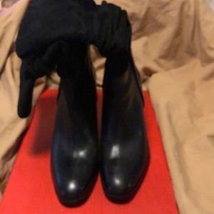 Donald Pliner black leather and suede boot